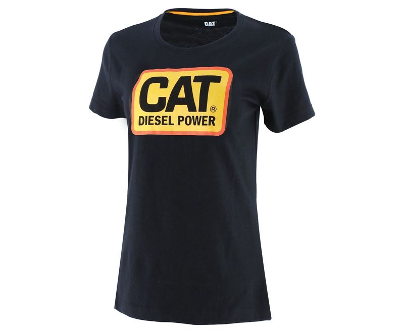 Camiseta Caterpillar Diesel Power Mujer Negros | QOXNF-5497