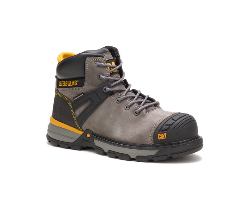 Botas De Trabajo Caterpillar Excavator Superlite Impermeables Carbon Composite Puntera Hombre Grises Negros | TEMXV-5480