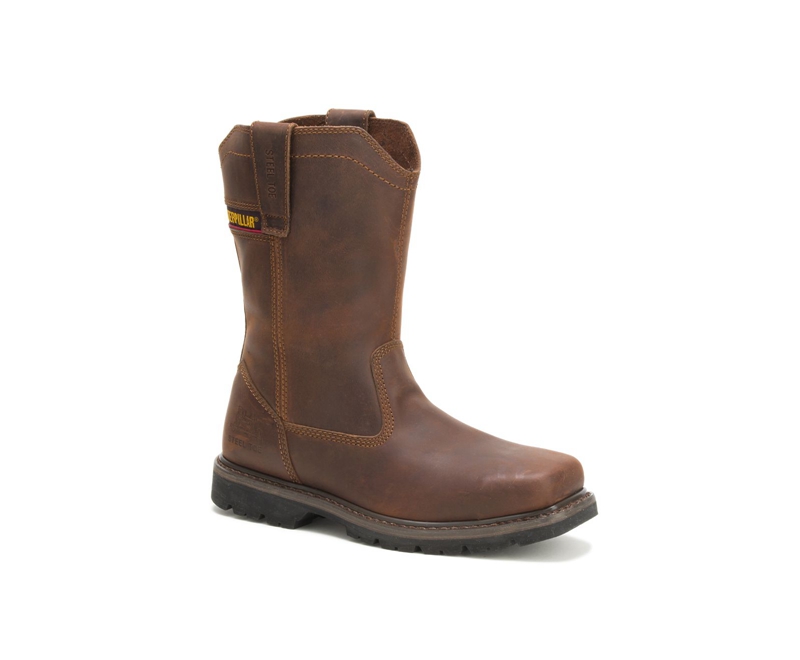 Botas De Trabajo Caterpillar Wellston Pull On Steel Puntera Hombre Marrom Oscuro | DFLQT-4817