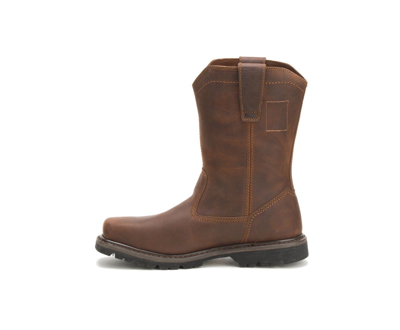 Botas De Trabajo Caterpillar Wellston Pull On Steel Puntera Hombre Marrom Oscuro | DFLQT-4817