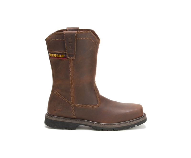 Botas De Trabajo Caterpillar Wellston Pull On Steel Puntera Hombre Marrom Oscuro | DFLQT-4817