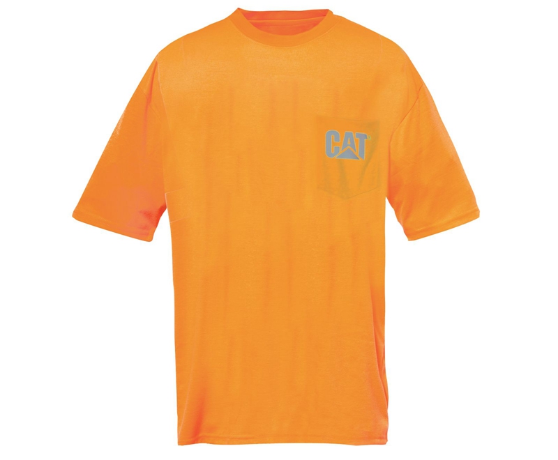 Camiseta Caterpillar Hi-Vis Trademark Pocket Hombre Naranjas | AVYQO-2789