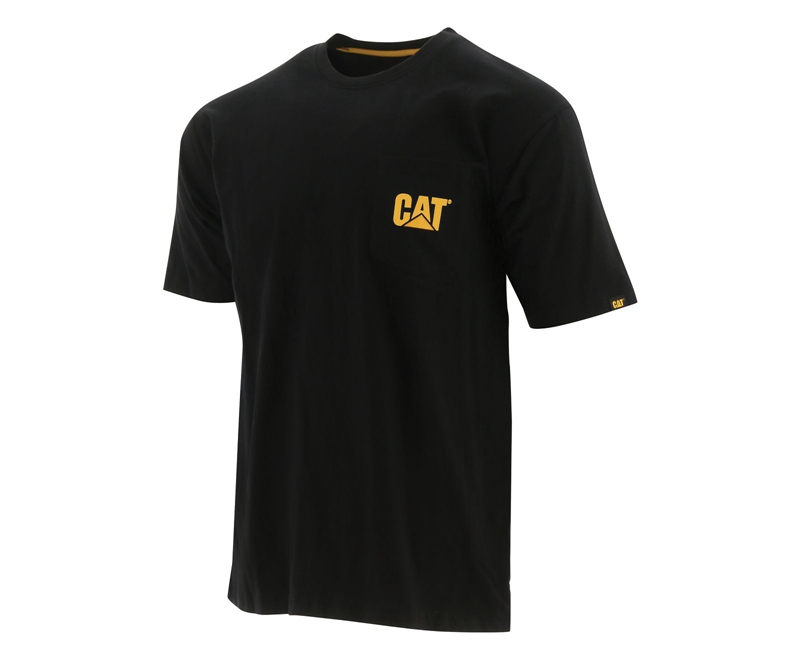 Camiseta Caterpillar Trademark Pocket Hombre Negros | ALCFN-4971