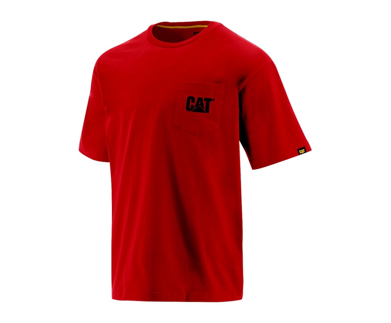 Camiseta Caterpillar Trademark Pocket Hombre Rojos | SZYED-6280