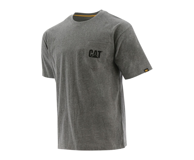 Camiseta Caterpillar Trademark Pocket Hombre Grises Oscuro | VPIUE-8075